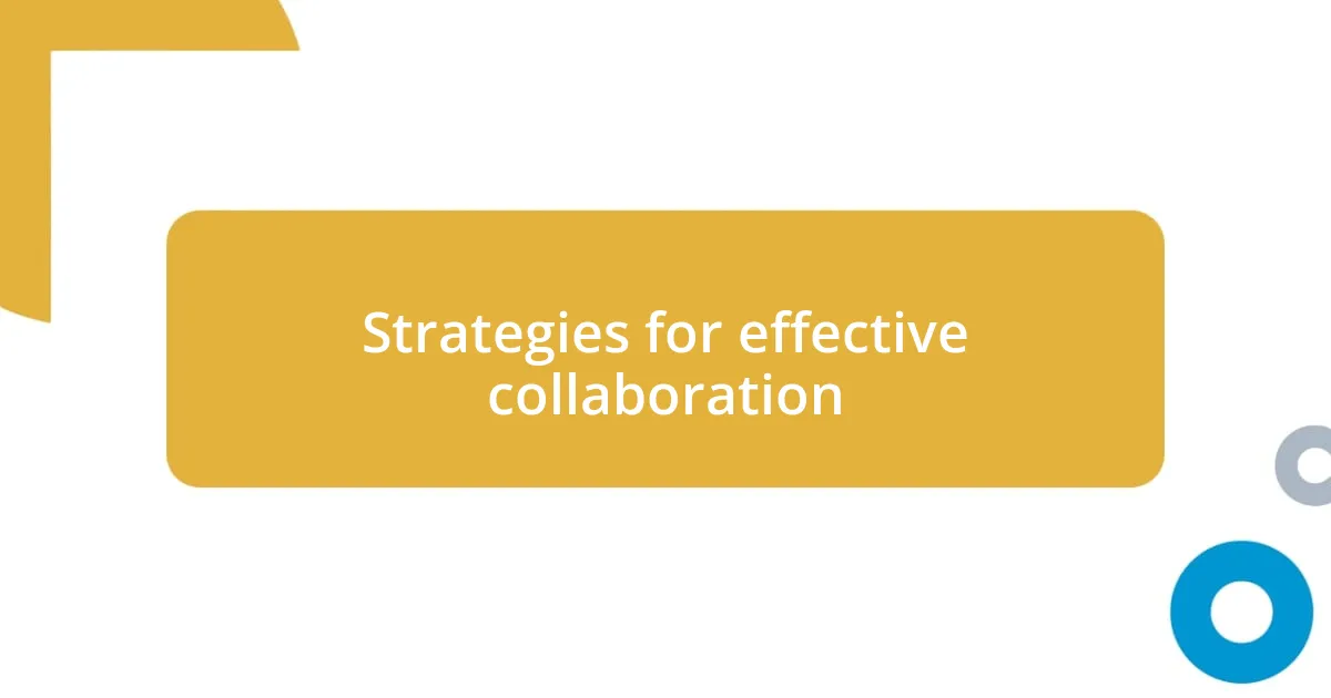 Strategies for effective collaboration